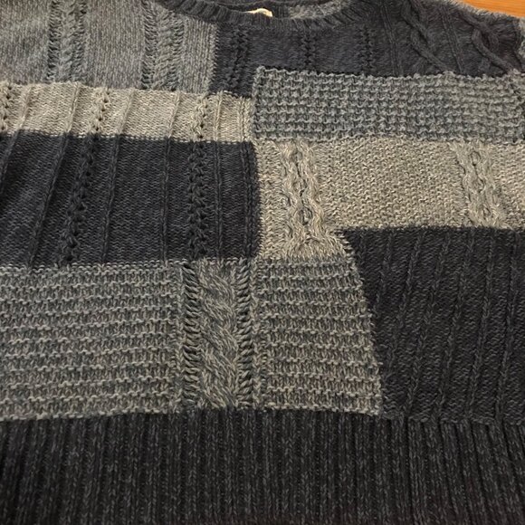 American Eagle Outfitters Patchwork Knit Sweater Womens M Blue & Gray - Picture 3 of 9